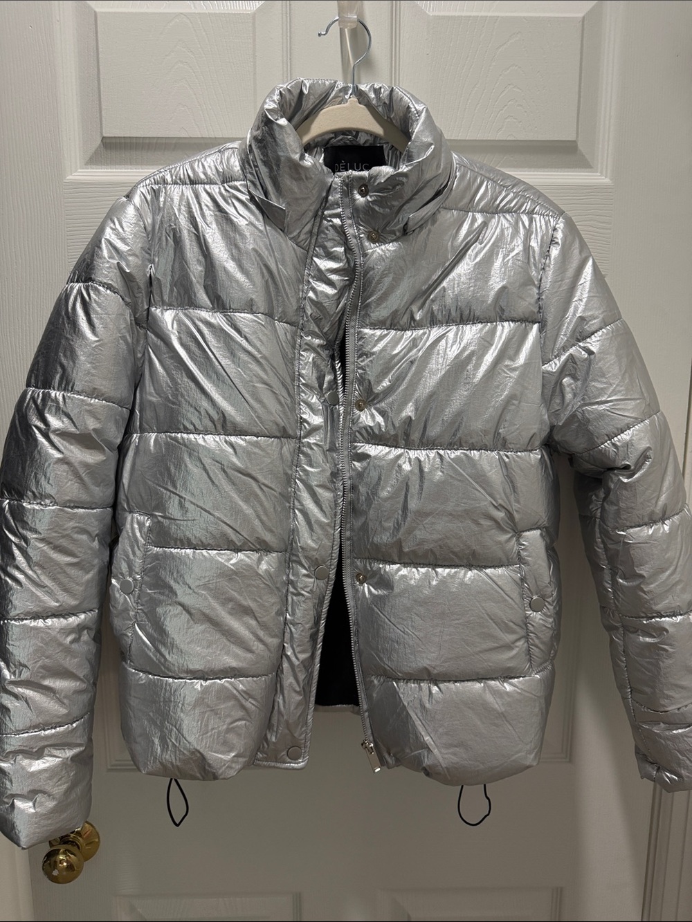 Deluc Metallic Silver Quilted Puffer Jacket